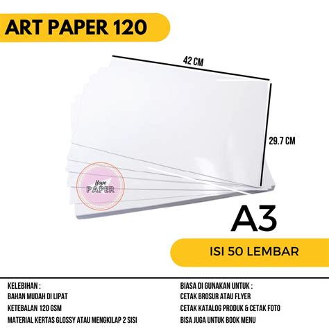 Jual Kertas Art Paper A3 120 gsm Isi 50 Lembar / Art Paper A3 120 gr ...