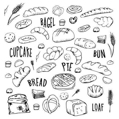 Premium Vector | Bread outline icons Drawing rye whole grain and wheat ...