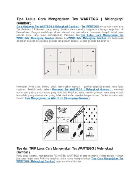 Tips Lulus Cara Mengerjakan Tes WARTEGG