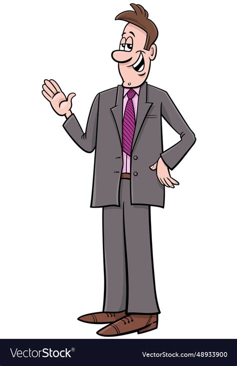 Happy businessman in suit cartoon Royalty Free Vector Image