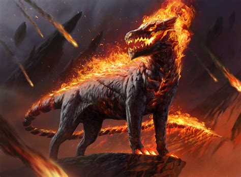 Akoum Hellhound MtG Art from Zendikar Rising Set by Jason Kang - Art of ...