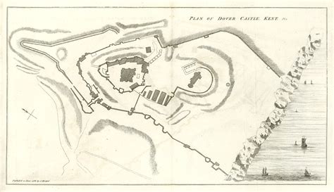 Old and antique prints and maps: Kent, Dover Castle plan, 1786, Kent antique prints