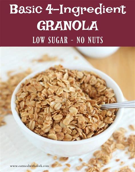 This low sugar granola recipe is made with only four basic ingredients, making it both easy and ...