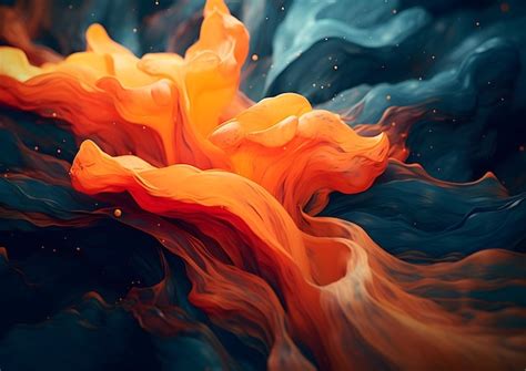 Orange blue colorful Abstract smoke curves Perfect for a background or ...