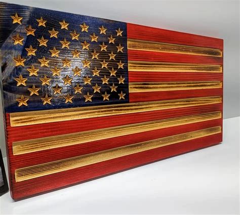 American Flag CNC carved flag