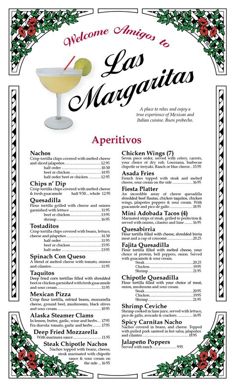 Menu — Las Margaritas Mexican & Italian Cuisine