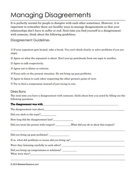 This worksheet teaches some basic rules about handling disagreements ...