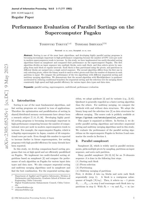 Performance Evaluation of Parallel Sortings on the Supercomputer Fugaku ...