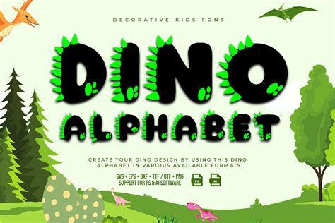 Dino Alphabet New Decorative Kids Font - Font Kong