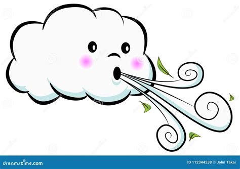 Cute Cloud Blowing Wind Cartoon Stock Vector - Illustration of leaves, cartoon: 112344238