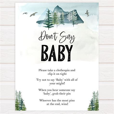 Dont Say Baby Game Printable Baby Shower Games Adventure - Etsy