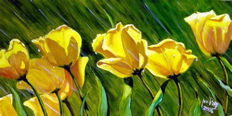 Nan Perry Art: Tulips in Rain 10x20 SOLD