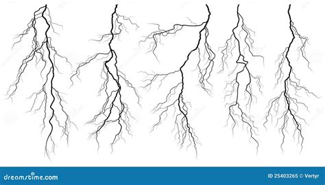 Set of Silhouettes of Thunderstorm Lightning. Stock Vector ...