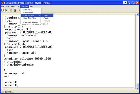 Cisco Help: Backup Cisco Config with HyperTerminal