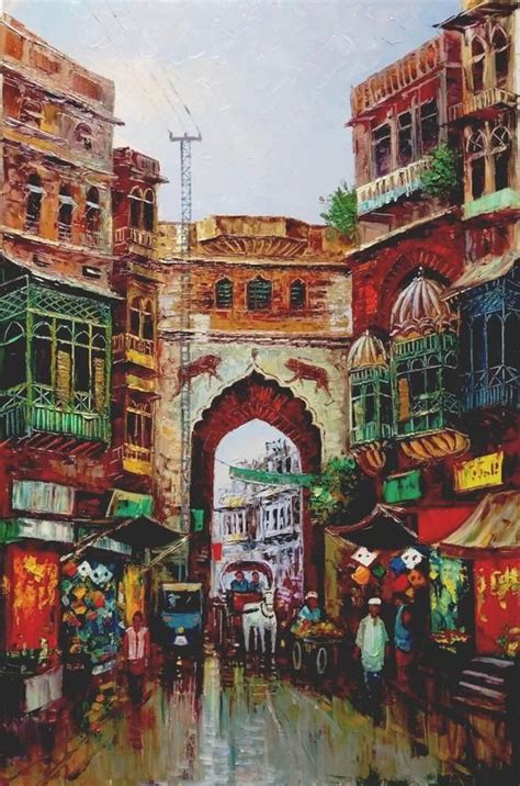 Gates of Lahore South Asian Oil Painting - Etsy | Mughal art paintings, Pakistani art, City painting