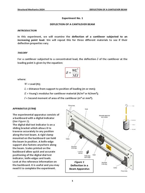 EI WL: Experiment No. 1 Deflection of A Cantilever Beam | PDF | Beam ...