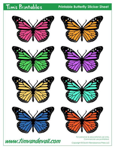 Butterfly Stickers - Tim's Printables Butterfly Cutout, Butterfly ...