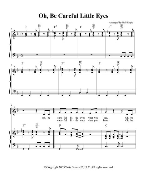 Oh, Be Careful Little Eyes Sheet Music by Teach Simple