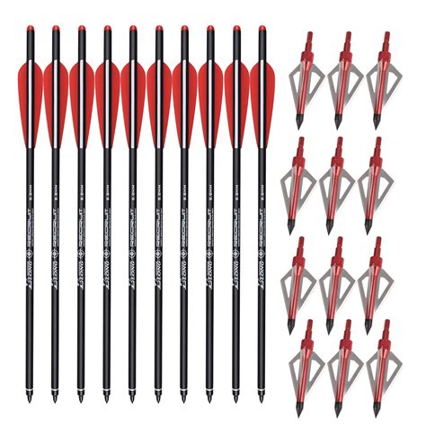 ELONG OUTDOOR 20" Carbon Arrows Crossbow Bolts +12 Red Broadheads 100 ...