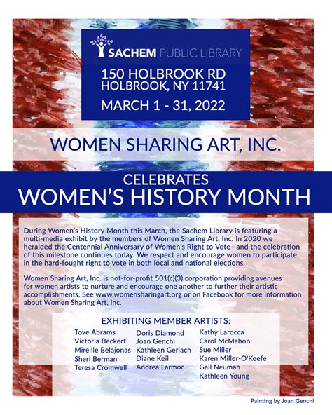 Women's History Month at Sachem Library - Women Sharing Art, Inc ...