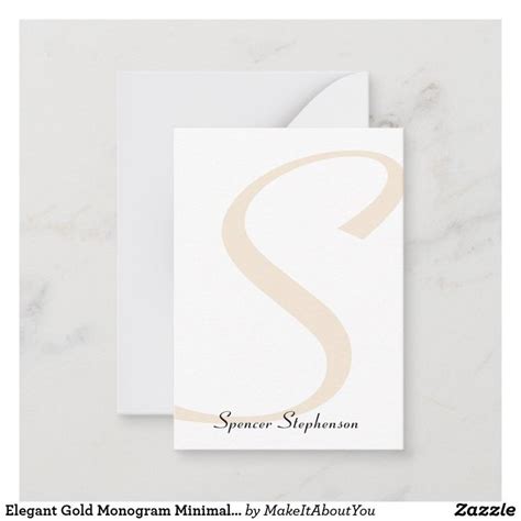 Elegant Gold Monogram Minimalist Note Card | Zazzle in 2022 | Gold ...