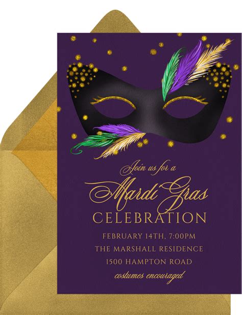 Mardi Gras Mask Invitations | Greenvelope.com