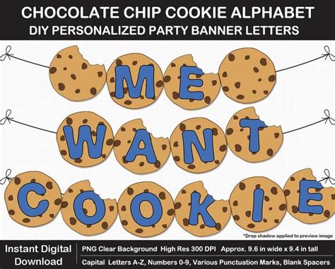 Chocolate Chip Cookie Alphabet Clip Art Letters Numbers | Etsy | Monster 1st birthdays, Cookie ...