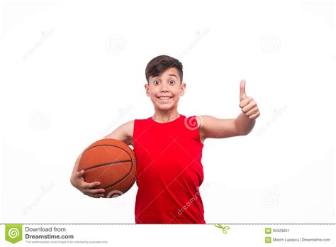 Cheerful Kid with Basketball Stock Image - Image of uniform, leisure: 95529831