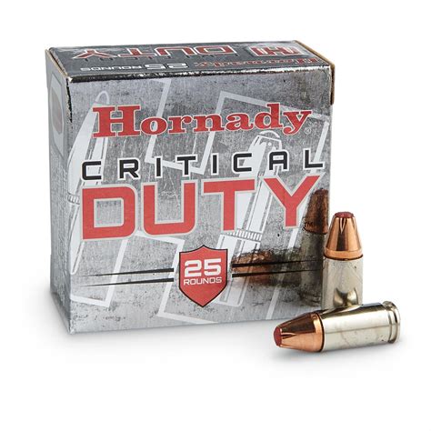 Hornady Critical Duty, 9mm Luger+P, FlexLock, 135 Grain, 25 Rounds ...