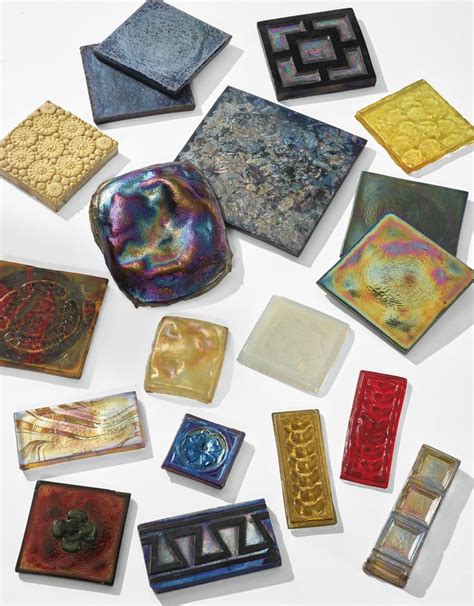 Tiffany Studios COLLECTION OF NINETEEN TILES comprising one "Turtle-Back" favrile glass tile ...