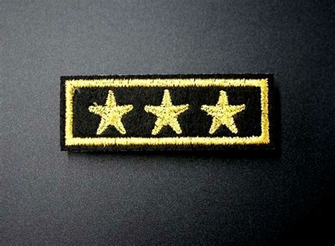 3 Star General Military Army Patch Iron On Embroidered Applique Black ...