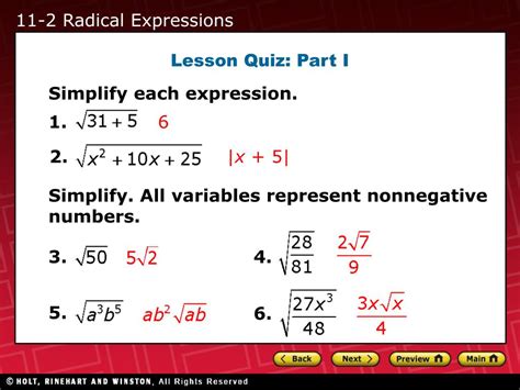 PPT - 11-1 Square-Root Functions 11-2 Radical Expressions PowerPoint ...