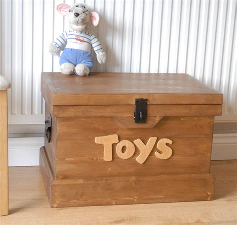 Solid Wooden Toy Box Childrens Name Storage Chest / Seat