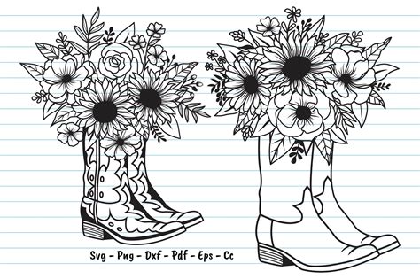 Drawing & Illustration Cowboy Boots Svg. Cowboy Boots Svg Flower Svg ...