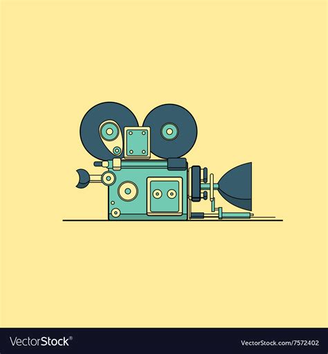 Retro vintage cinema film camera lineart Vector Image