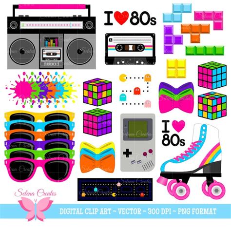 80s Clipart Set Digital Clipart Clip Art 1980s Set Vector | Etsy