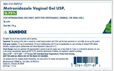 Metronidazole Vaginal Gel - FDA prescribing information, side effects and uses