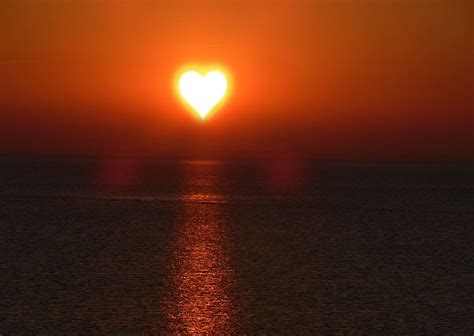 HD wallpaper: sunset on sea, background, texture, heart, love, heart ...