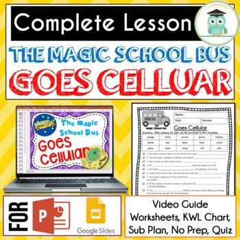 Magic School Bus GOES CELLULAR Video Guide, Sub Plan, Worksheets CELLS