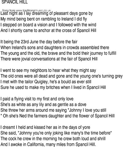 Irish Music, Song and Ballad Lyrics for: Spancil Hill