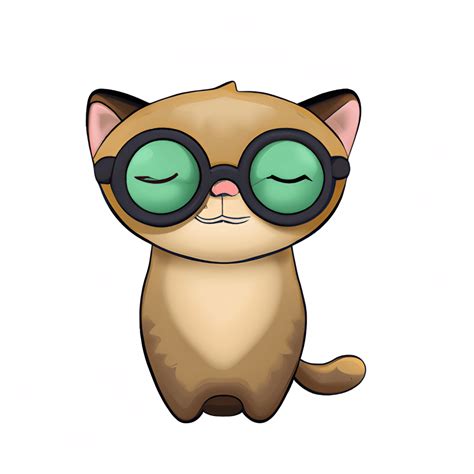 One Cute Cat Wearing Glasses Cartoon · Creative Fabrica