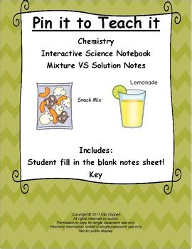 Mixture VS Solution Notes (Chemistry) by Pin it to Teach it | TpT