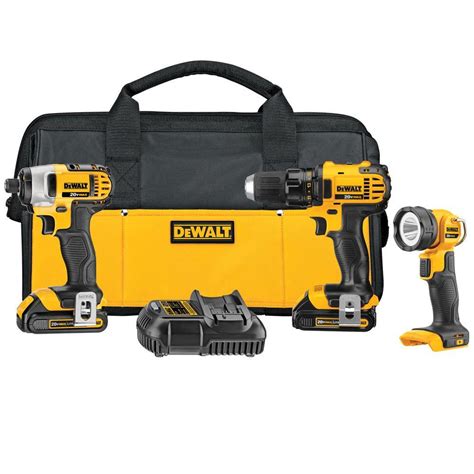 DEWALT 20-Volt MAX Lithium-Ion Cordless Drill/Driver, Impact & Light Combo Kit (3-Tool) w/ (2 ...