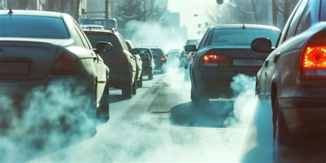 Premium AI Image | Gridlocked Car Emits Visible Exhaust Fumes Contributing To Air Pollution