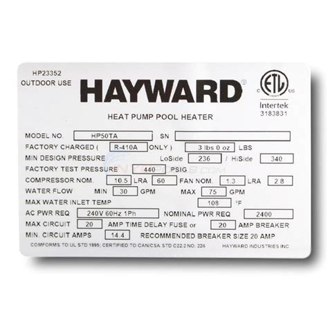 Hayward Heat Pump Manual