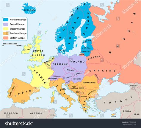 Regiones europeas en el mapa político: vector de stock (libre de ...