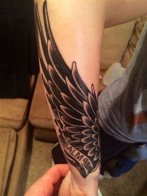 Wing Tattoo "He will cover you with His feathers, and under His wings you will find refuge ...