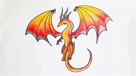 Dragon drawing easily । Drawing a dragon in a simple way । Color Dragon drawing for Kids - YouTube