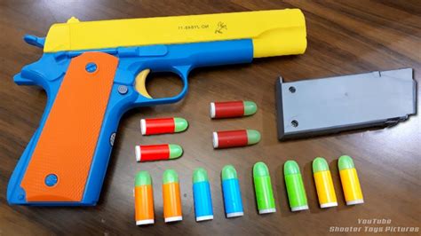 Kid Toy Gun Realistic 1:1 Scale Colt M1911A1 Rubber Bullet Pistol Mini Pistols ...