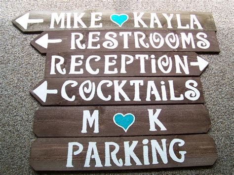 Wedding Signs W/stakes Reception Decorations Wooden Directional Signage ...